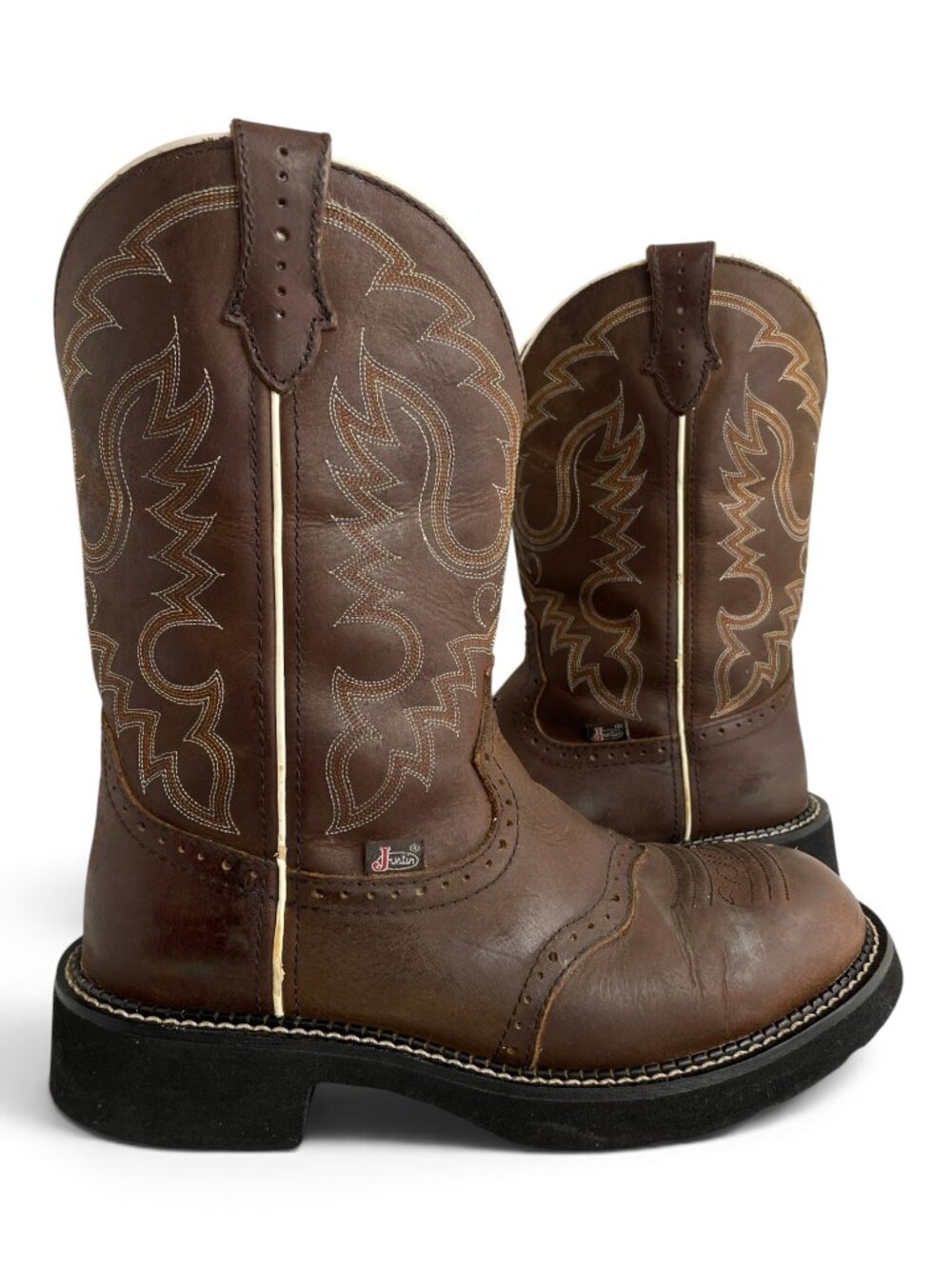 Justin Gypsy Brown Embroidered Leather Cowboy Western Cowgirl Boots Women's 10 B